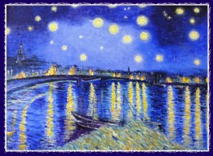 nit 000 estelada damunt el riu còpia del quadre de van gohg