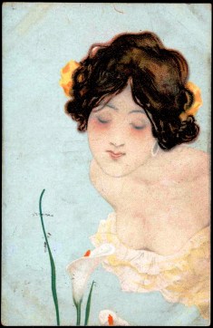 pintura lliri dona al sol noia