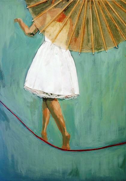 funambulisme dona noia amb paraigua xinès