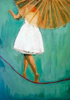 funambulisme dona noia amb paraigua xinès