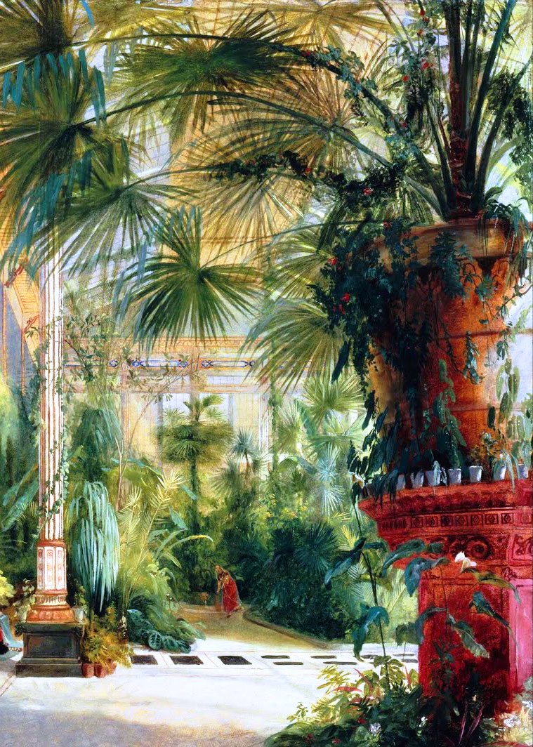 pintura carl blechen palmera i jardí oriental retallada retocada